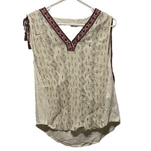 Lucky Brand Sleeveless Embroidered Top